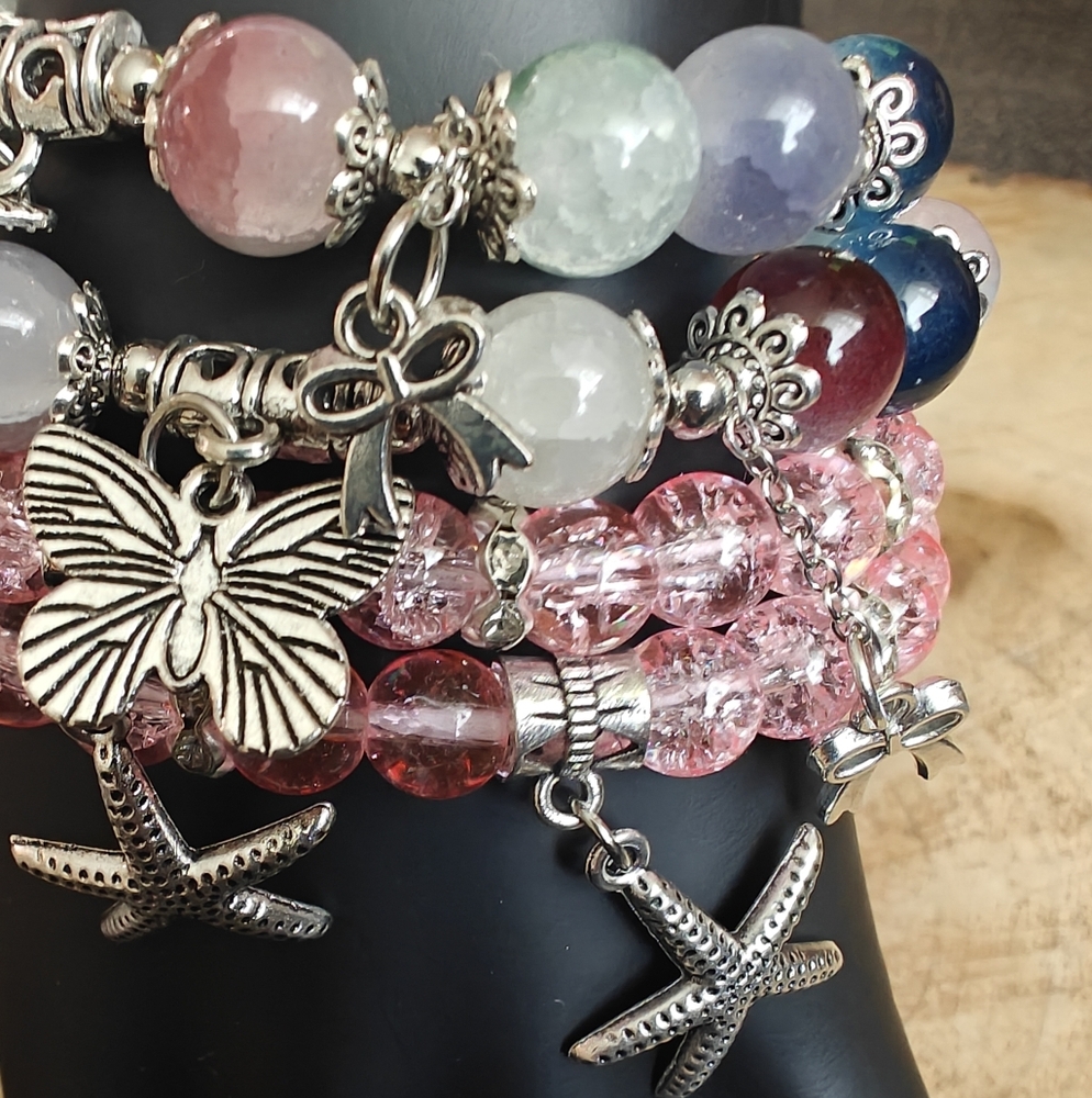 set of 3 Glass Beaded Bracelet